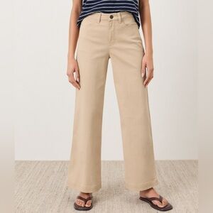 Pact Women's Sandshell Beige Cotton Wide Leg Pants Mid Rise